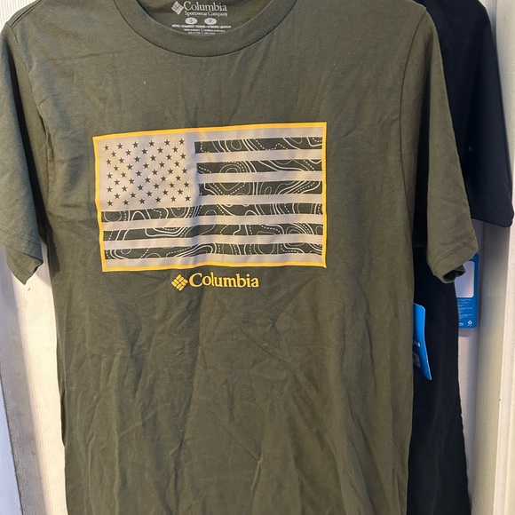Columbia American Flag Men’s Shirts Small Green Blue Lot Of 2 NEW - Picture 1 of 9